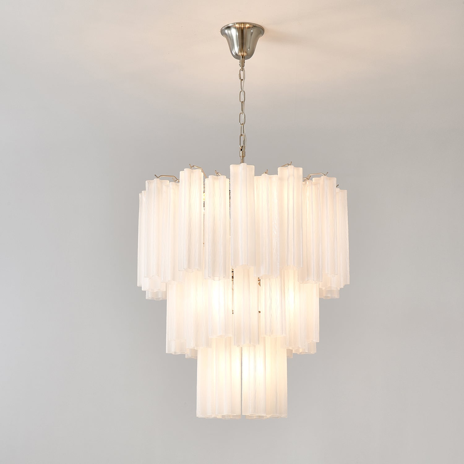 Aurora Chandelier Frosted Glass Tubes Layered Minimalist