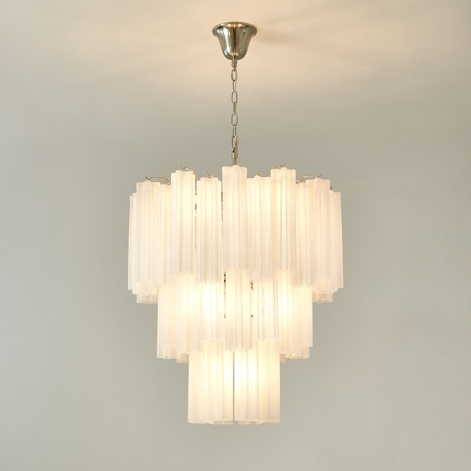 Aurora Chandelier Frosted Glass Tubes Layered Minimalist