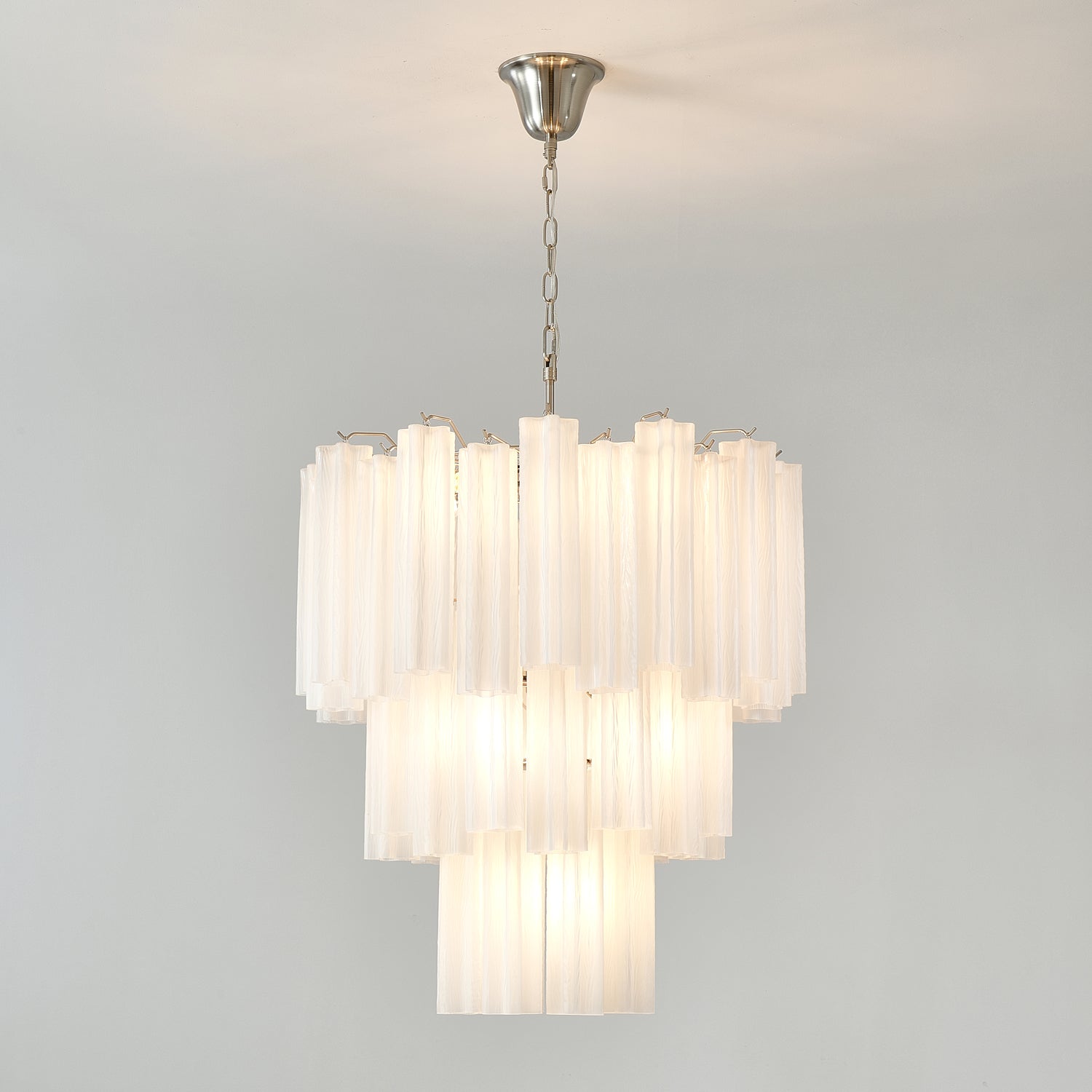 Aurora Chandelier Frosted Glass Tubes Layered Minimalist
