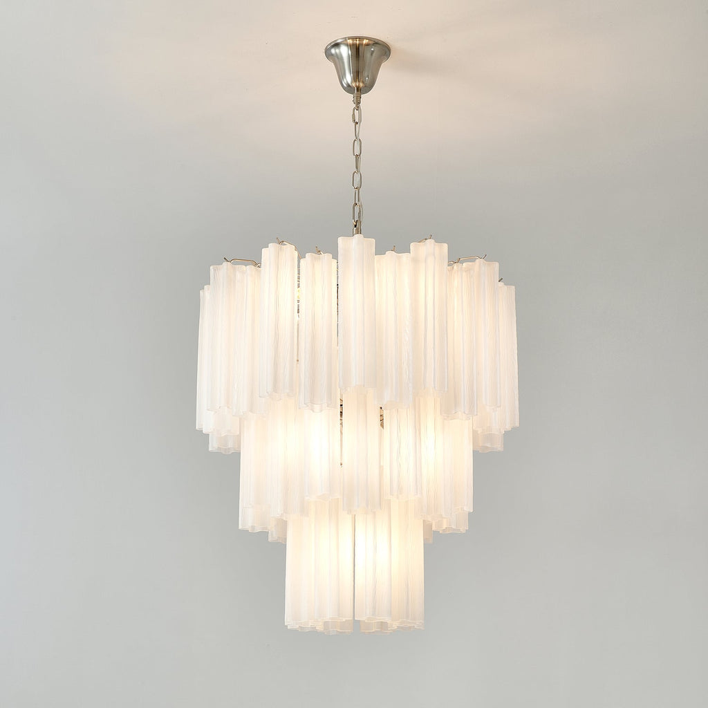 Aurora Chandelier Frosted Glass Tubes Layered Minimalist