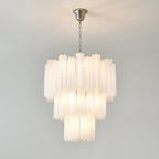 Aurora Chandelier Frosted Glass Tubes Layered Minimalist