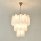 Aurora Chandelier Frosted Glass Tubes Layered Minimalist