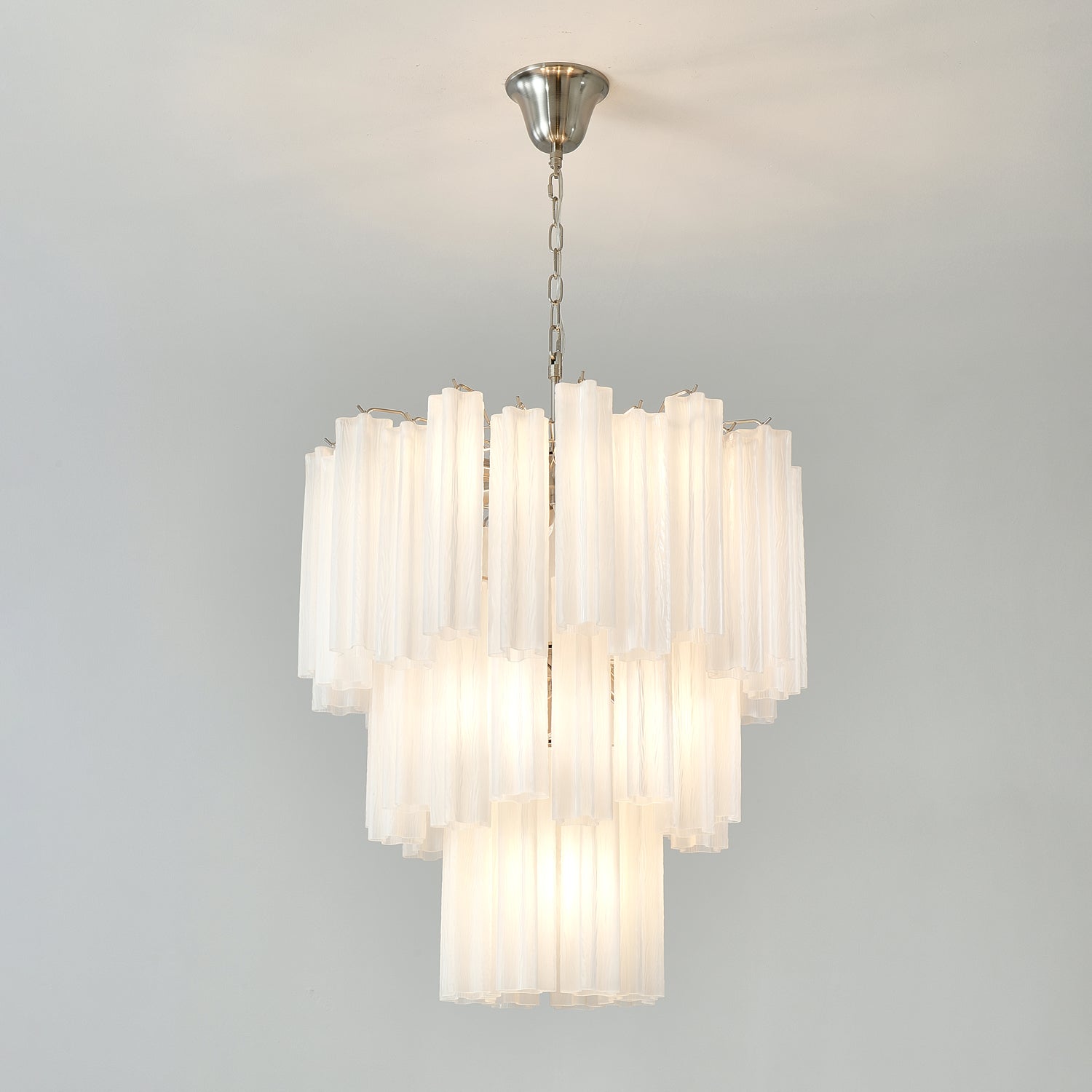 Aurora Chandelier Frosted Glass Tubes Layered Minimalist