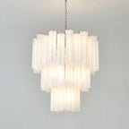 Aurora Chandelier Frosted Glass Tubes Layered Minimalist