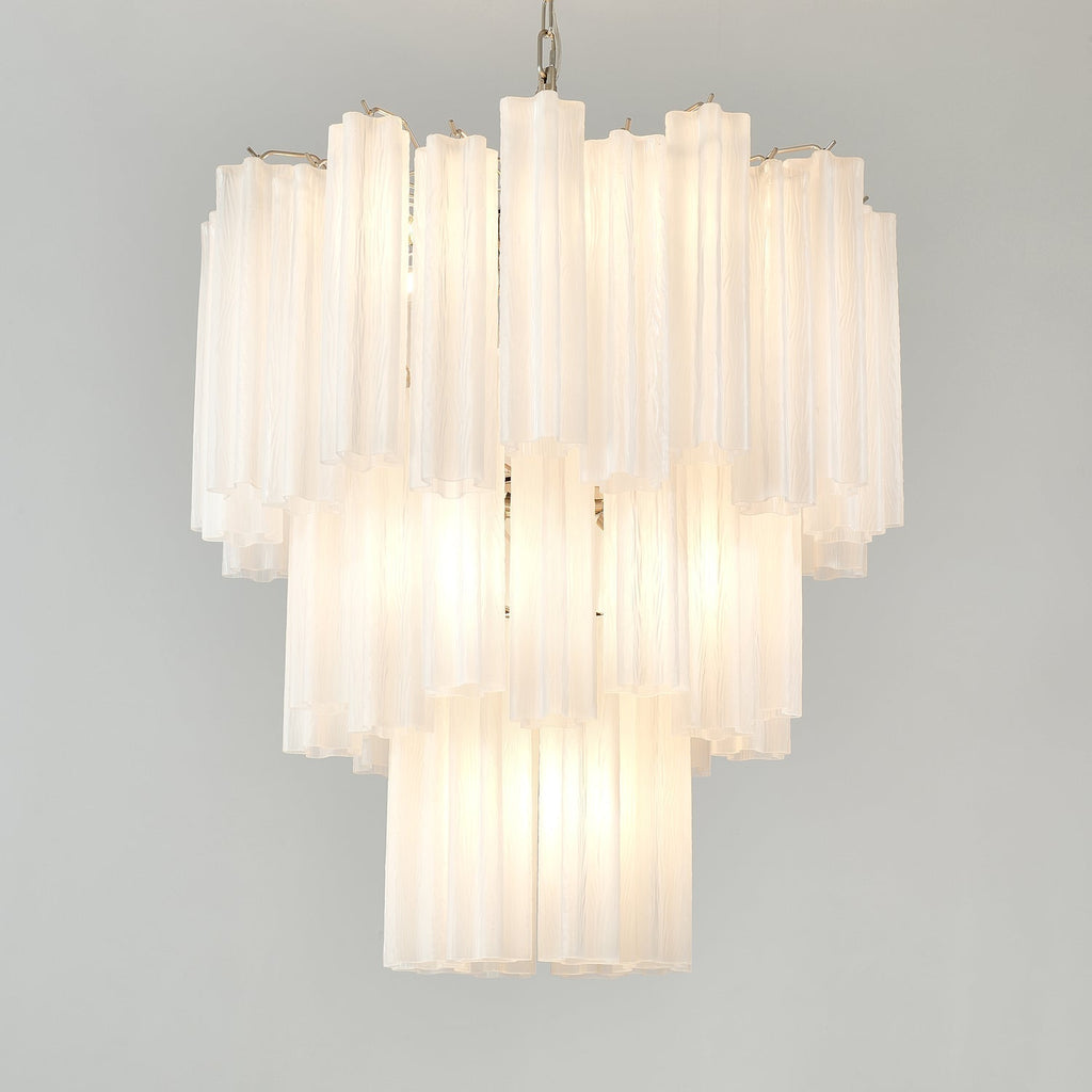 Aurora Chandelier Frosted Glass Tubes Layered Minimalist