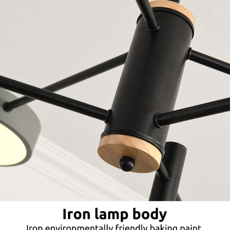 Arisha Pendant Light LED, Metal & Wood, Grey/White/Gold