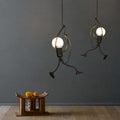 Miro Retro Modern Iron Man Pendant Light, Black
