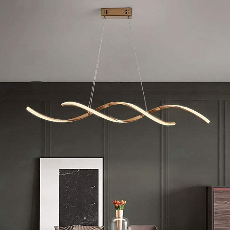 Arisha Modern Wavy Metal/ Pendant Light, Chrome/Gold