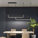 Clen Modern Linear Pendant Light Double Frame, Black/Gold