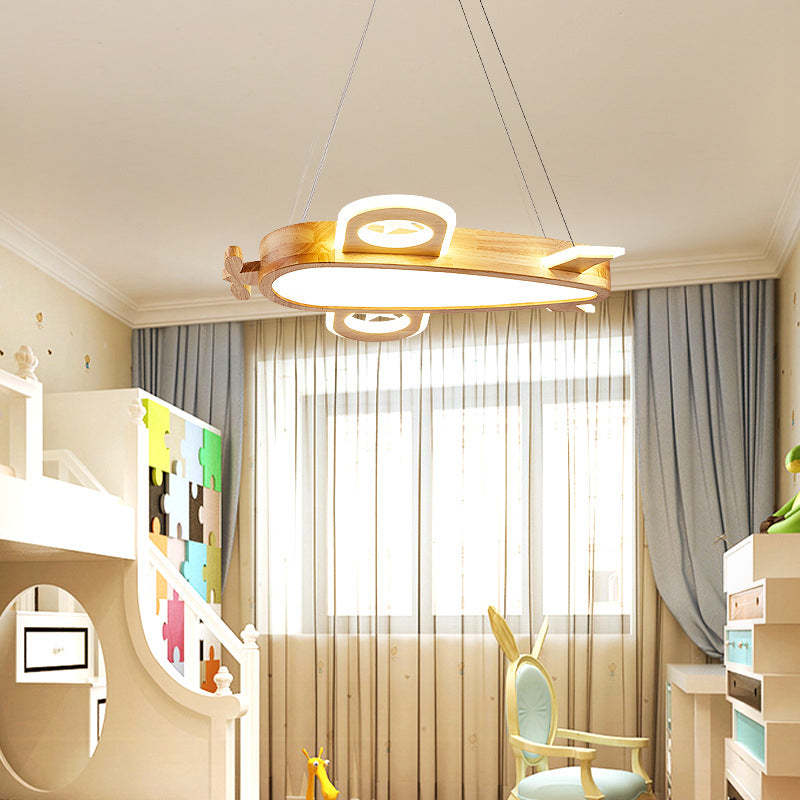 Arisha Modern Natural Creative DIY Children Airplane Shape Pendant Light ,Wood
