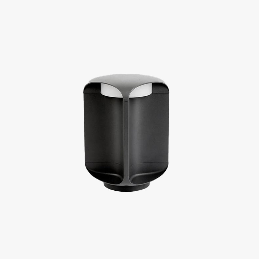 Ray Minimalist Cylinder Outdoor Floor Lamp, Metal/Glass, Black