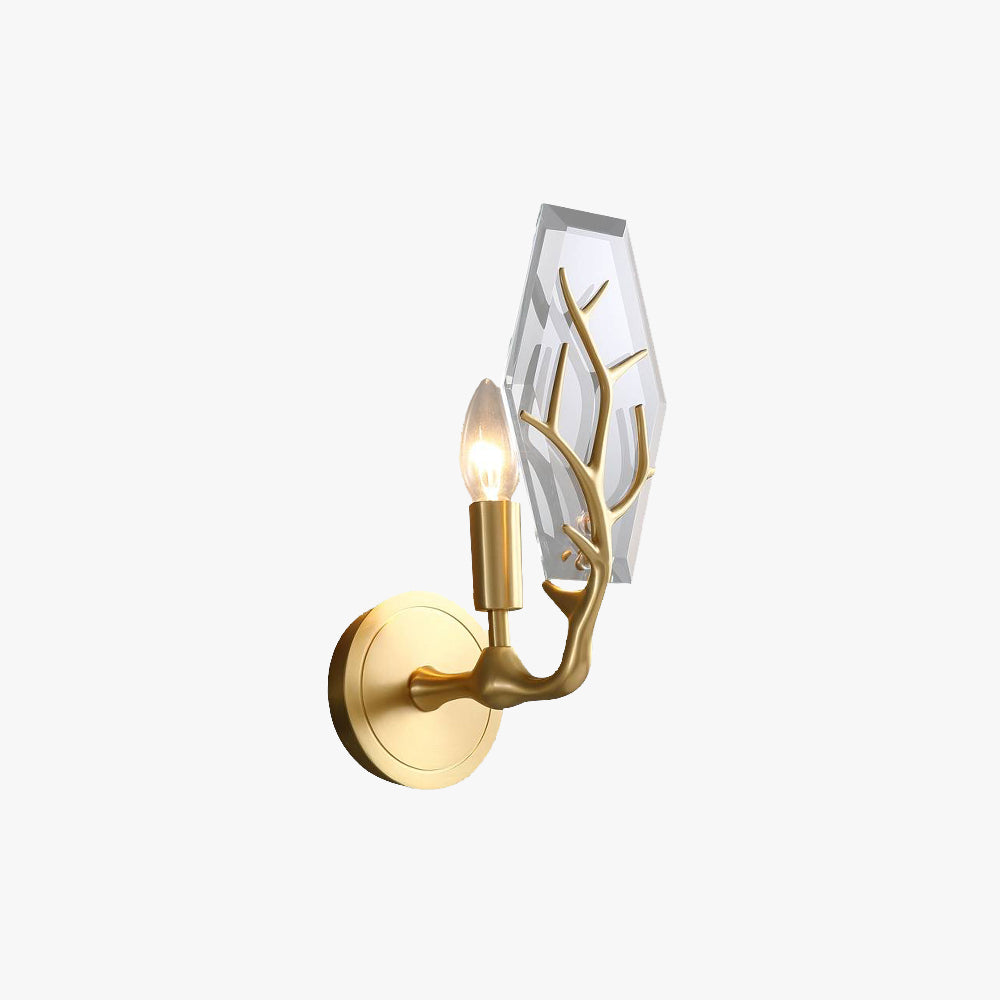Arisha Modern Gold Wall Lamp, Metal & Crystal