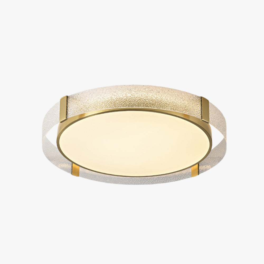 Arisha Modern Round Metal/Glass Flush Mount Ceiling Light, Gold