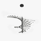 Arisha Modern Chandelier Rotating Fireworks, Black/Gold, Living Room/Art Gallery