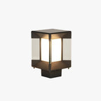 Ray Modern Rectangular Metal Glass Outdoor Lamp, Black/Black-Gold