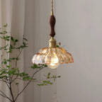 Valentina Modern LED Pendant Light Wooden Handle Metal Glass Bedroom