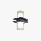 Ray Modern Cylindrical Metal Outdoor Wall Lamp With 2 Heads, Black
