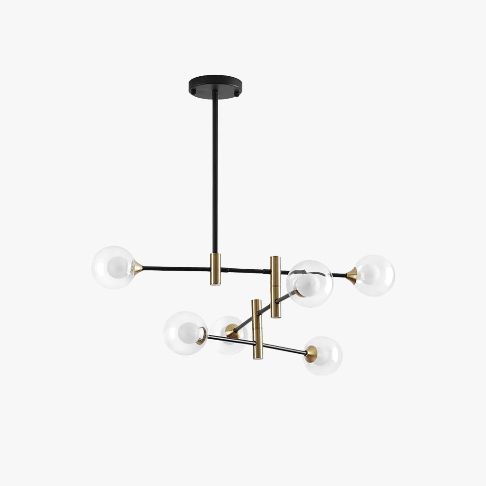 Valentina Nordic Spherical Bubble Metal/Glass Chandelier, Black/Gold