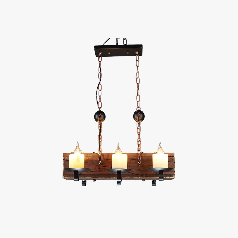 Epoch Retro Rectangular Metal/Wood Pendant Light, Walnut
