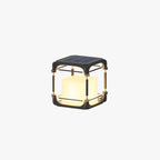 Ray Simple Cube/Cuboid Outdoor Floor Lamp, Hardwired/Solar, Black