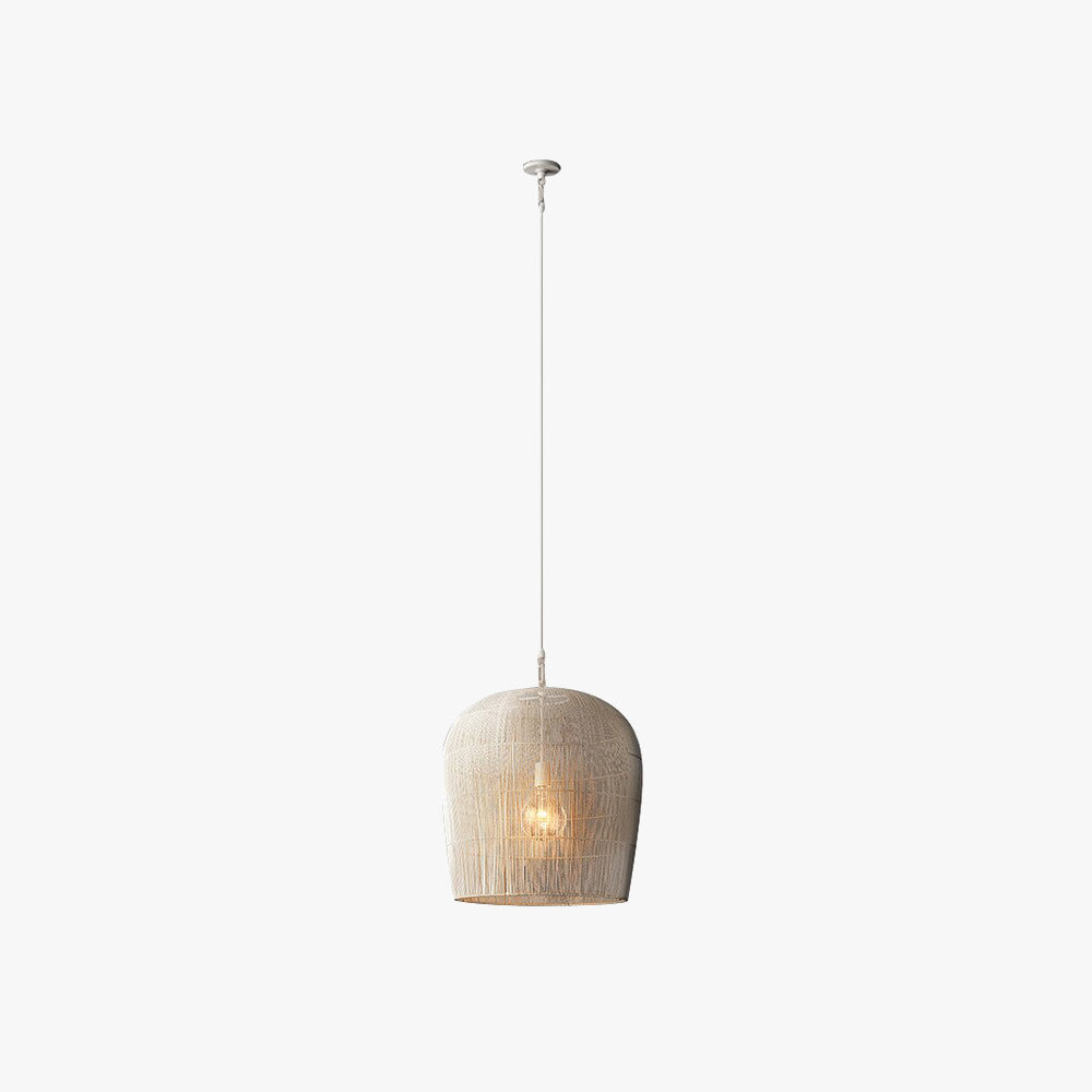 Ritta Wabi Sabi Bird Cage Rattan/Metal Pendant Light, Black/White