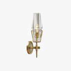 Arisha Vintage Lantern Glass Wall Lamp, Gold