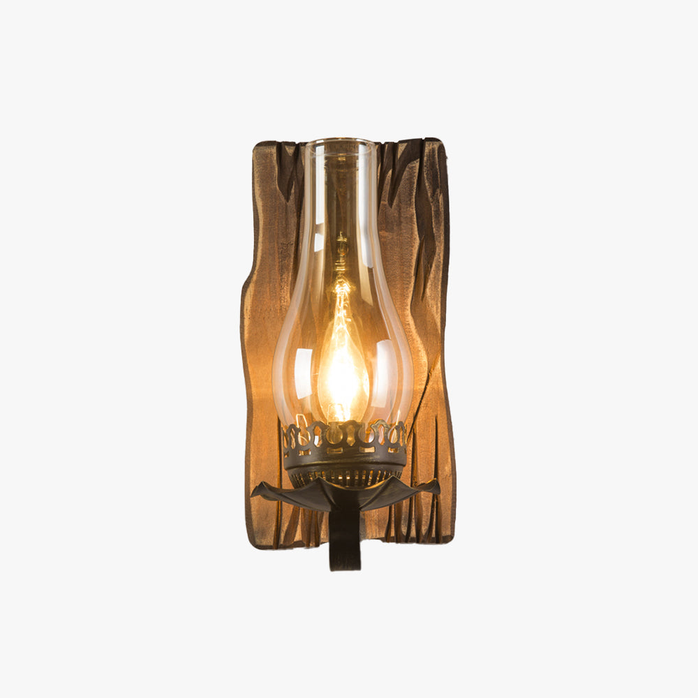 Epoch Wall Lamp Vintage Candle Wooden Glass, Bedroom