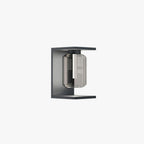 Ray Modern Rectangular Metal/Glass Lantern Solar Outdoor Waterproof Wall Lamp，Black/Grey
