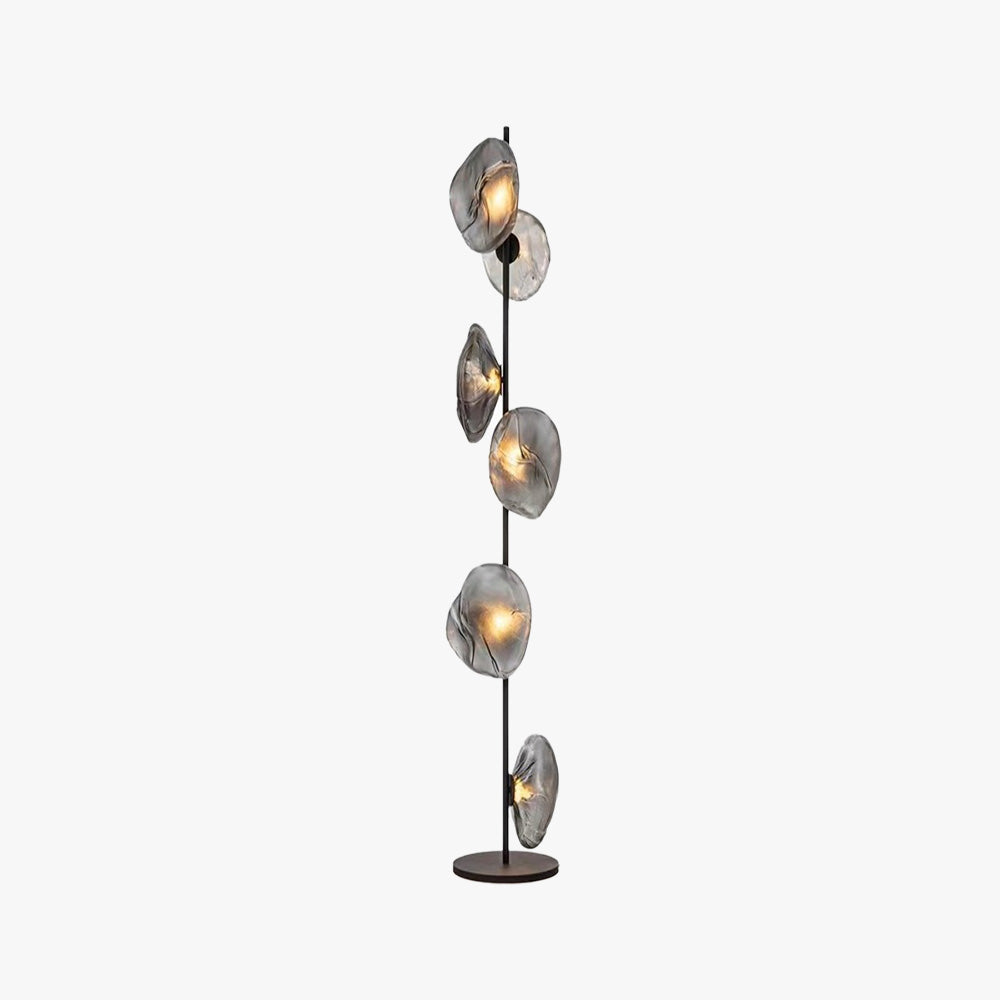 Byers Luxury Flower Metal/Glass Floor Lamp, Black/Gold/Grey