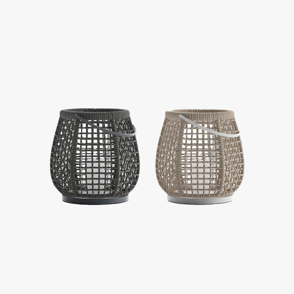 Ray Vintage Lantern Metal Floor Lamp, Metal/Rattan, Black/Beige