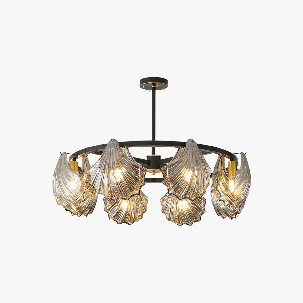 Kristy Modern Annular Metal And Glass Pendant Light, Black/Gold