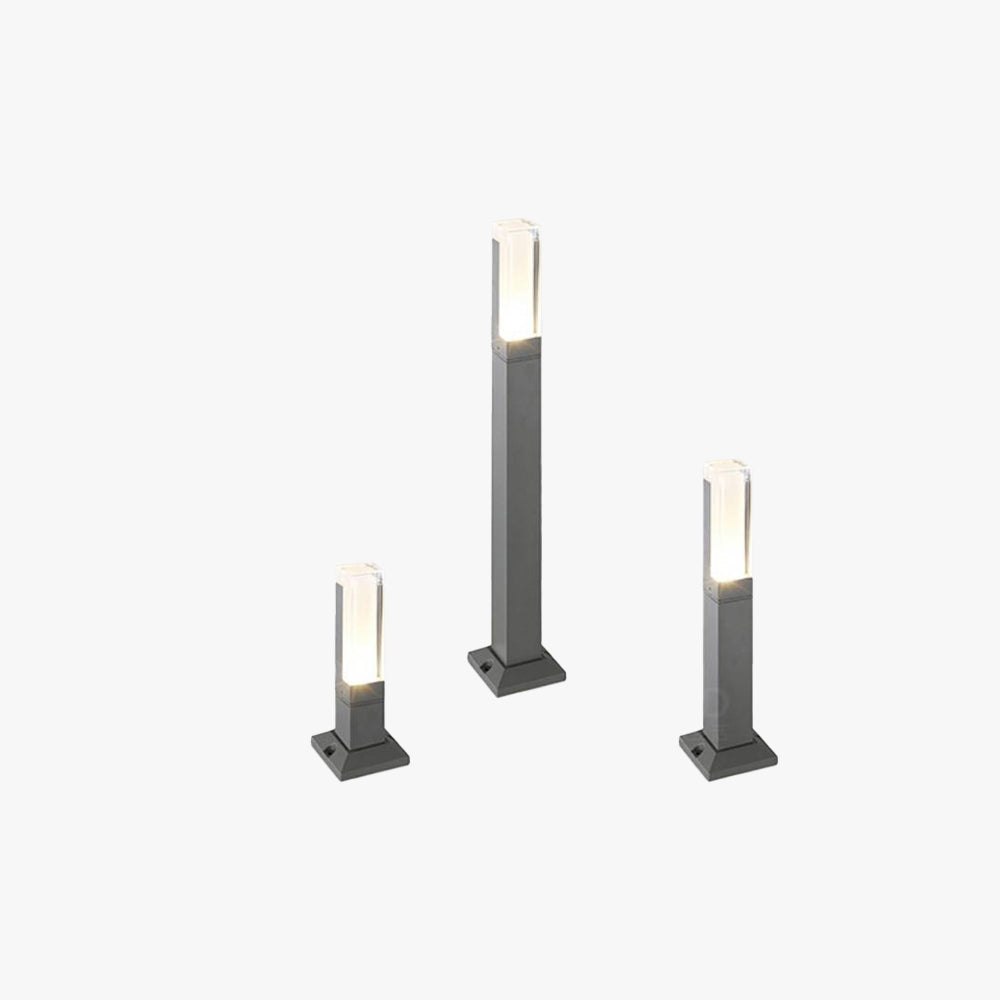 Ray Modern Metal Rectangular Outdoor Path Light With Sensor, Black