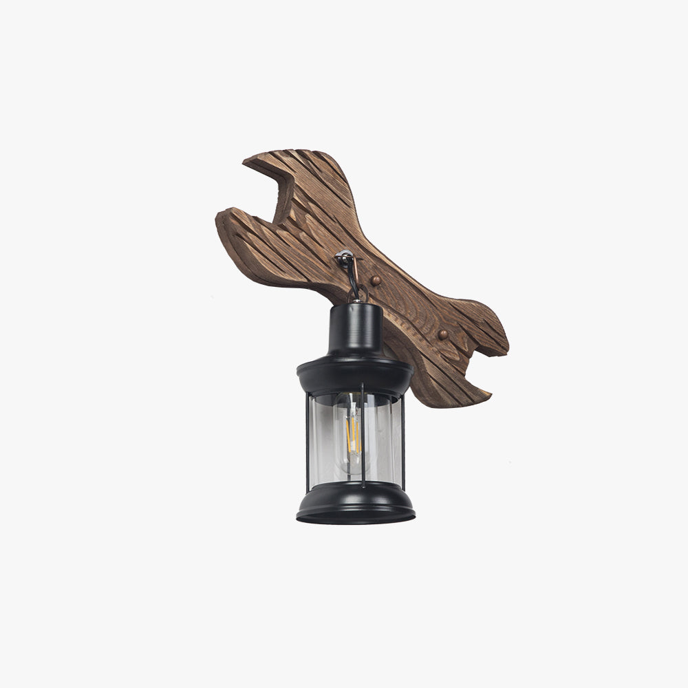 Epoch Lantern & Spanners Wall Lamp, Wood/Metal, Bedroom
