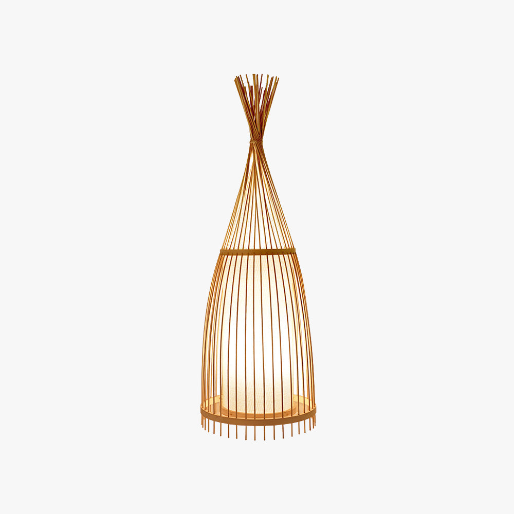 Ozawa Rustic Bottle Standing Floor Lamp, Rattan/Fabric, Bedroom