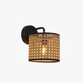 Muto Rustic Cylindrical Rattan/Metal Wall Lamp, Brown