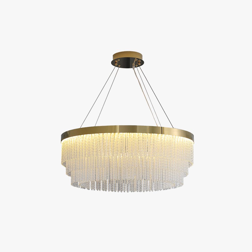Kristy Modern Spiral Crystal Ring /Rectangle Chandelier, Gold