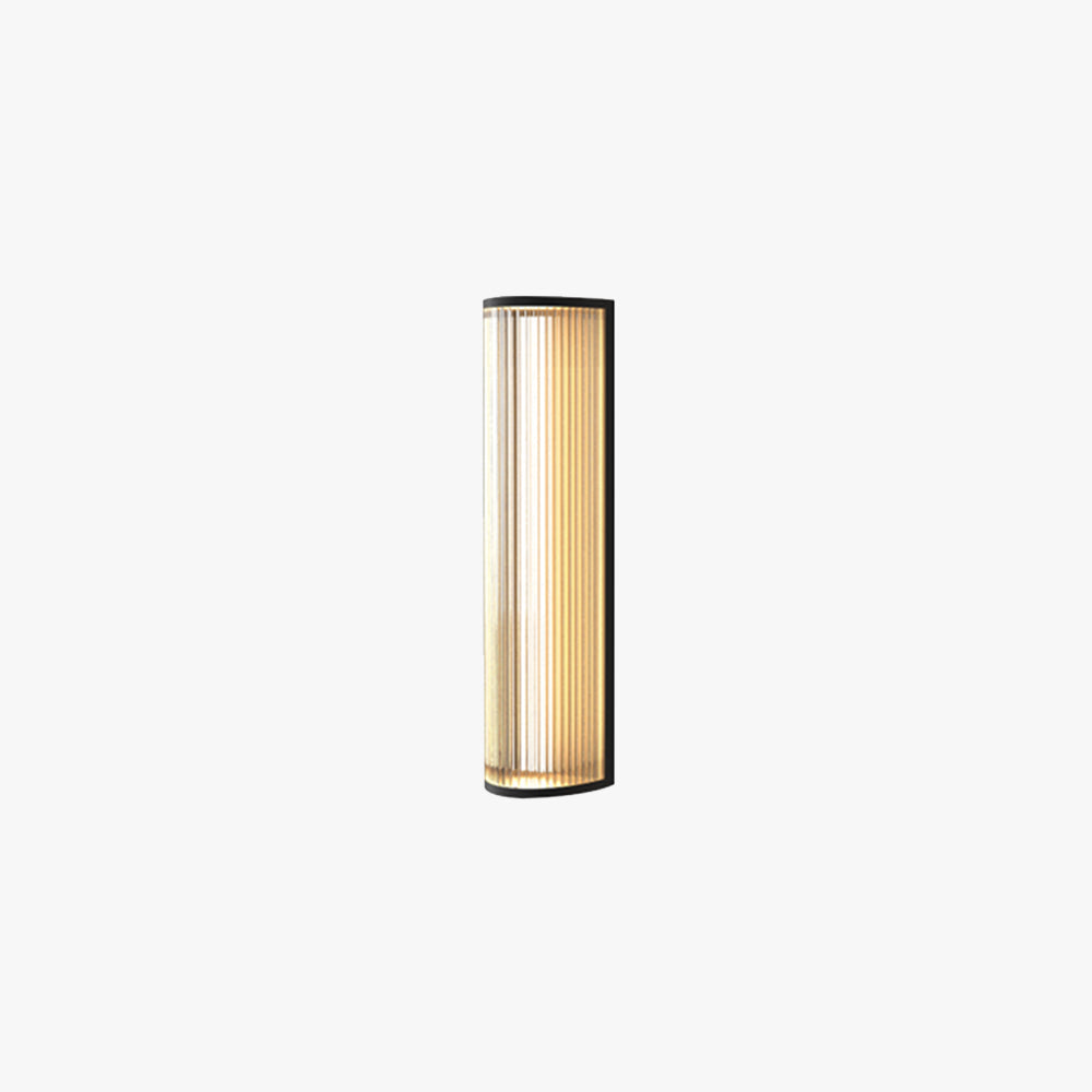 Ray Modern Semi-Cylindrical Outdoor Metal/ Wall Lamp, Clear/Black