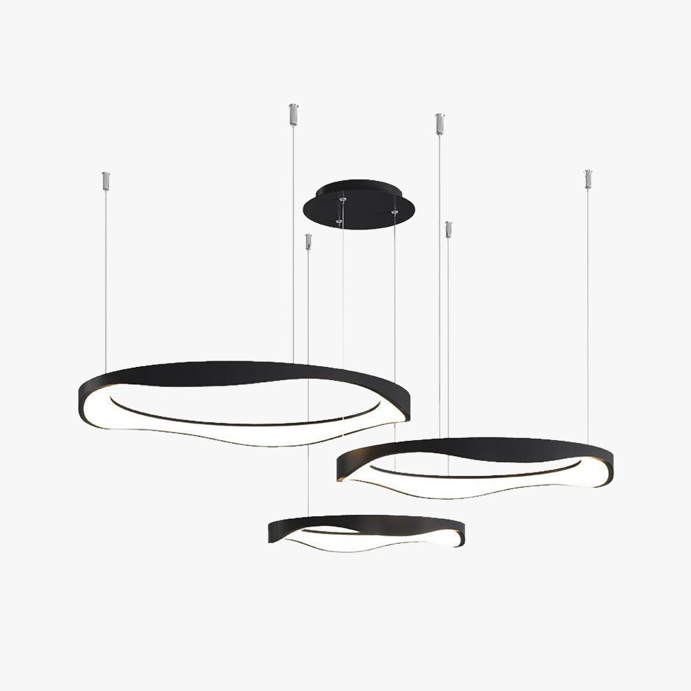 Arisha Pendant Light Rond Modern,  Black/White, Dining Room