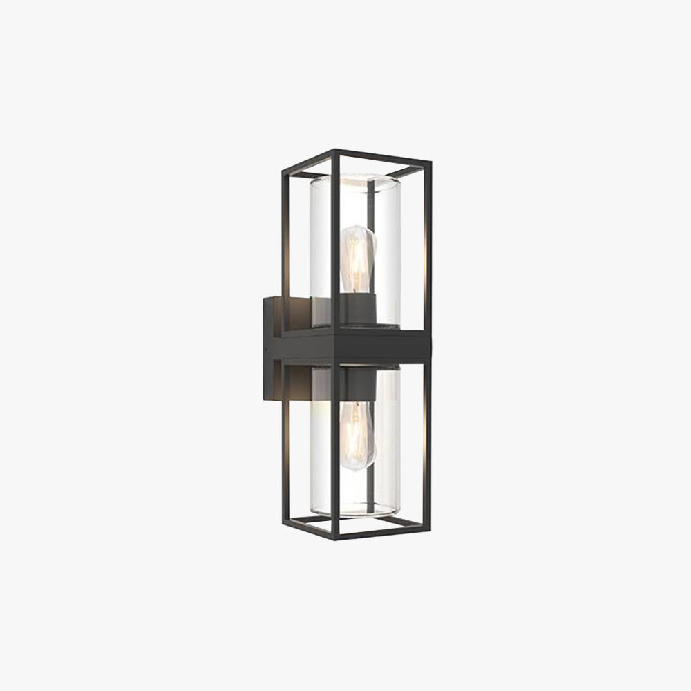 Ray Modern Rectangular Metal Outdoor Wall Lamp, Black