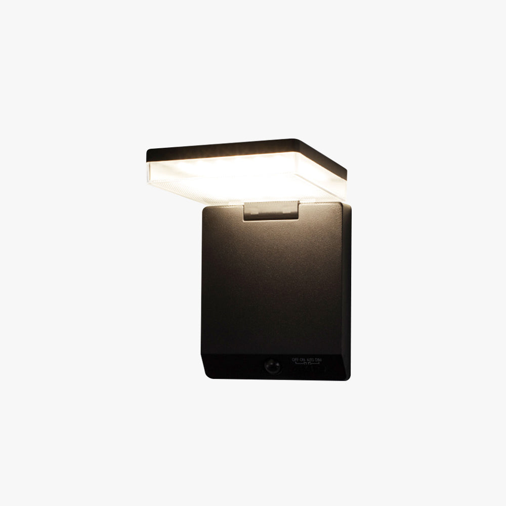 Ray Modern Minimalist Right-Angle Sensor Solar Waterproof Outdoor Wall Lamp, Black