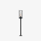 Ray Metal Cylindrical Lantern Shaped Solar Outdoor Path Light, Black