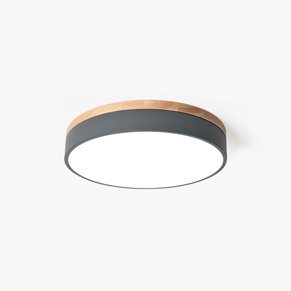 Aria Nordic LED Round Flush Mount Ceiling Light Wood Color