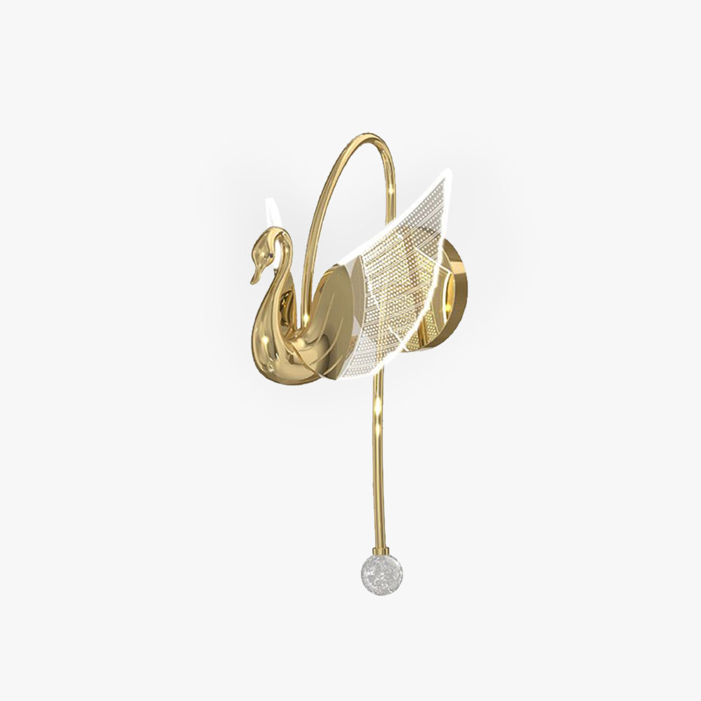 Arisha Art Deco Swan /Metal Wall Lamp, Gold/Rose Gold
