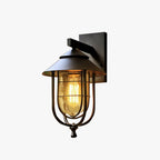 Ray Vintage Lantern Shaped Metal Outdoor Wall Lamp, Black