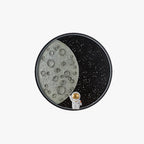 Aria Astronaut Round Moon Black Wall Lamp, Metal