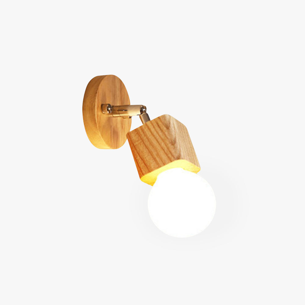 Muto Modern Square Globe Metal/Wood Wall Lamp, Vanity Light