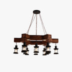 Epoch Retro Metal/Wood Lantern Pendant Light, Walnut