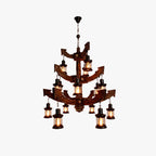 Epoch Retro 14 Lantern Wood/Metal Chandelier