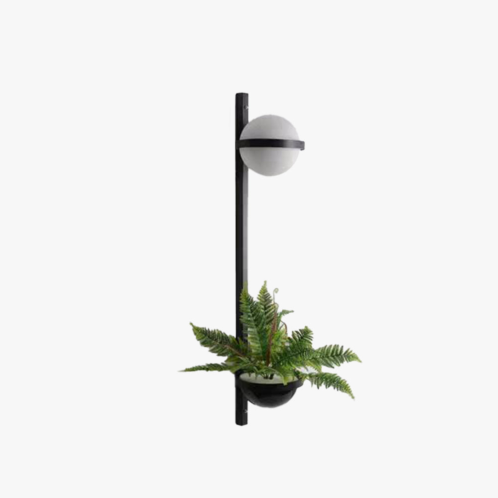 Ray Modern Globe Metal/ Solar Outdoor Wall Lamp Plant Pot, Black/White