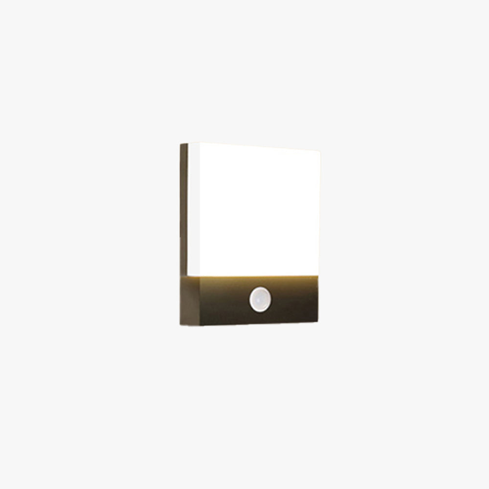 Ray Modern Sensor Rectangular Metal Outdoor Wall Lamp, Black/White